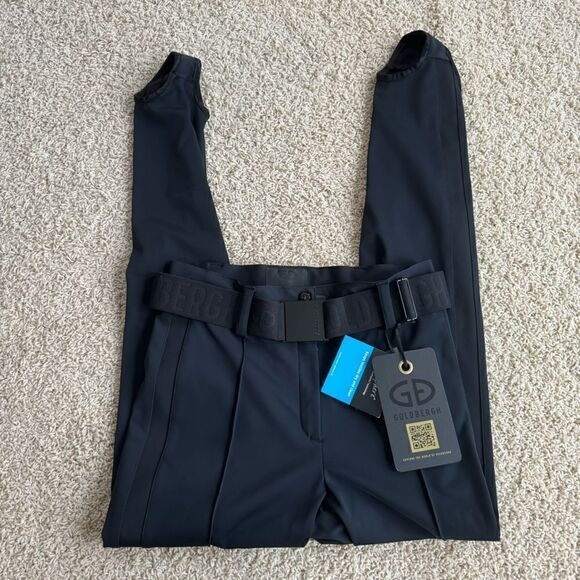 Goldbergh Vintage Belted Black Slim-leg Stirrup Ski Pants NWT US 10 Waterproof - Picture 1 of 7